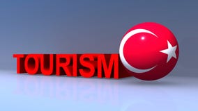 Tourism And Turkey Flag On Blue Royalty Free Stock Images