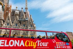 Sightseeing Bus In Front Of Sagrada Familia Editorial Photo - Image