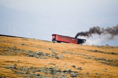 Tourist Train On Mt Washington In A Fall Cloudy Day Royalty Free Stock Photo