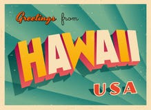 Touristic hälsningkort för tappning från Hawaii vektor illustrationer Touristic hälsningkort för tappning från Hawaii vektor illustrationer