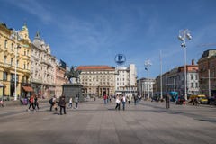 Tourists And Locals At Zagreb Main Square Royalty Free Stock Photo