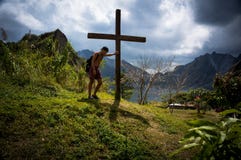 Tourists On Mount Pinatubo Royalty Free Stock Photo Tourists On Mount Pinatubo Royalty Free Stock Photo