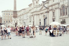 Tourists in Piazza Navona, Rome, Italy Royalty Free Stock Images Tourists in Piazza Navona, Rome, Italy Royalty Free Stock Images
