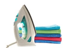 Towels and electric iron stock photos Towels and electric iron stock photos