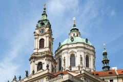 Tower and dome of St. Nicholas Church in Prague royalty free stock image Tower and dome of St. Nicholas Church in Prague royalty free stock image
