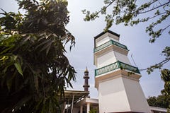 Tower of Palembang Great Mosque, the biggest mosque in Palembang, South Sumatra, Indonesia.