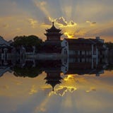 Tower and reflection, Suzhou, China Royalty Free Stock Photography Tower and reflection, Suzhou, China Royalty Free Stock Photography