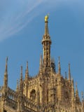 Towers with sculptures on the roof of the Dome, Milan, Italy royalty free stock images Towers with sculptures on the roof of the Dome, Milan, Italy royalty free stock images