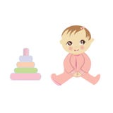 Toy And Baby Illustration Stock Photography