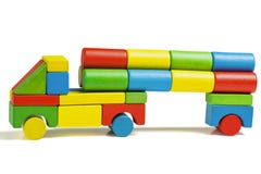 Toy car, multicolor truck wooden blocks transportation cargo Royalty Free Stock Image Toy car, multicolor truck wooden blocks transportation cargo Royalty Free Stock Image