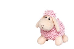 Toy of plush of a lamb. White-pink lamb. Isolated on a white background. royalty free stock photography Toy of plush of a lamb. White-pink lamb. Isolated on a white background. royalty free stock photography