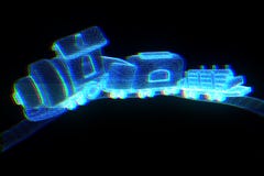 Toy Train nello stile di Wireframe dell'ologramma Rappresentazione piacevole 3D illustrazione di stock Toy Train nello stile di Wireframe dell'ologramma Rappresentazione piacevole 3D illustrazione di stock