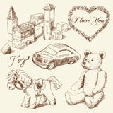 Antique Toys-original Hand Drawn Collection Stock Vector - Illustration