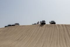 The desert vehicles expedition on top of dunes stock images The desert vehicles expedition on top of dunes stock images