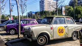 Trabant- The museum `spark plug with a roof` car stock photo Trabant- The museum `spark plug with a roof` car stock photo