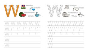 Tracing worksheet for letter W stock illustration Tracing worksheet for letter W stock illustration