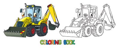 Tracteur drôle de construction avec des yeux Livre de coloration illustration libre de droits Tracteur drôle de construction avec des yeux Livre de coloration illustration libre de droits