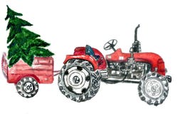 Tractor With Christmas Tree Royalty Free Stock Image