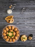 Traditional Arabic kibbeh with lamb and pine nuts. stock images Traditional Arabic kibbeh with lamb and pine nuts. stock images