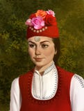A traditional Bulgarian woman in an authentic costume illustration