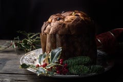 Traditional Christmas Italian Cake, Panettone Milanese Royalty Free Stock Images Traditional Christmas Italian Cake, Panettone Milanese Royalty Free Stock Images