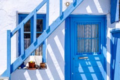 Traditional Doors And Windows In Greek White And Blue Style Royalty Free Stock Photos