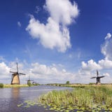 Traditional Dutch windmills at the Kinderdijk stock image Traditional Dutch windmills at the Kinderdijk stock image