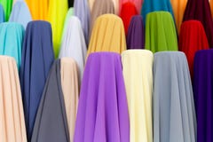 Traditional Fabric Store With Stacks Of Colorful Textiles At Market Stall. Royalty Free Stock Photo Traditional Fabric Store With Stacks Of Colorful Textiles At Market Stall. Royalty Free Stock Photo
