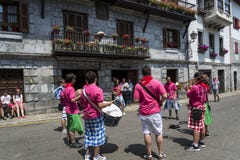 Traditional festival celebrations in street, Lesaka, Navarre, Northern Spain stock image Traditional festival celebrations in street, Lesaka, Navarre, Northern Spain stock image