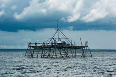 Traditional fishing structure built with bamboo called Bagang, Berau, Kalimantan, Borneo, Indonesia, Asia