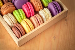 Traditional French Colorful Macarons In A Box Royalty Free Stock Photography Traditional French Colorful Macarons In A Box Royalty Free Stock Photography