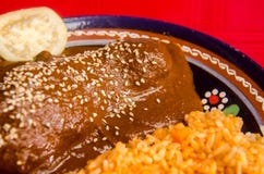 Traditional mexican mole with rice stock photography Traditional mexican mole with rice stock photography