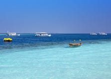 Traditional modern dhoni boats and the old wooden boat to the sea, Maldives Royalty Free Stock Images Traditional modern dhoni boats and the old wooden boat to the sea, Maldives Royalty Free Stock Images