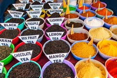 Traditional Spices And Tea Market In India Stock Photos