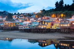 Traditional stilt houses know as palafitos in the city of Castro at Chiloe Island in Chile Stock Photo Traditional stilt houses know as palafitos in the city of Castro at Chiloe Island in Chile Stock Photo