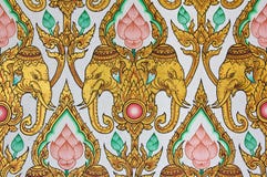 Traditional Thai Pattern Design On Wal Royalty Free Stock Photo Traditional Thai Pattern Design On Wal Royalty Free Stock Photo
