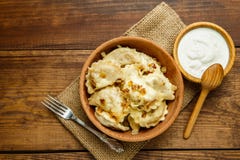 Traditional ukrainian food - dumplings varenik stock photos Traditional ukrainian food - dumplings varenik stock photos