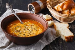 Traditional vegaterian pumpkin soup with seed in bowl royalty free stock image Traditional vegaterian pumpkin soup with seed in bowl royalty free stock image