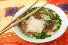 Traditional Vietnamese soup Pho with rice noodles royalty free stock photography Traditional Vietnamese soup Pho with rice noodles royalty free stock photography