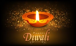 Traditionell tänd lampa för lycklig Diwali beröm royaltyfri illustrationer Traditionell tänd lampa för lycklig Diwali beröm royaltyfri illustrationer