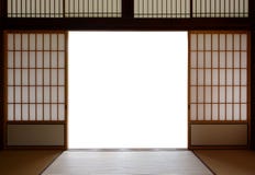 Traditionelle japanische Holz- und Reispapiertüren und tatami Mattenbodenbelag lizenzfreie stockfotos Traditionelle japanische Holz- und Reispapiertüren und tatami Mattenbodenbelag lizenzfreie stockfotos