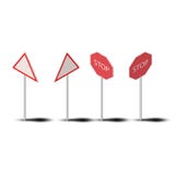 Traffic isometric road realistic signs vector icons set isolated on background. Collection of signage signal warning stop danger vector illustration Traffic isometric road realistic signs vector icons set isolated on background. Collection of signage signal warning stop danger vector illustration