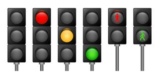 Traffic lights icons set, realistic style royalty free illustration Traffic lights icons set, realistic style royalty free illustration