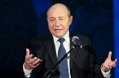 Traian Basescu Rumunia - parlamentów europejskich wybory - fotografia stock Traian Basescu Rumunia - parlamentów europejskich wybory - fotografia stock