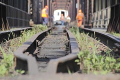 Train Track And Maintenance Crew Stock Images Train Track And Maintenance Crew Stock Images