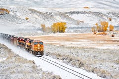 Train Transporting Tank Cars. Season Changing Autumn To Winter. Stock Images Train Transporting Tank Cars. Season Changing Autumn To Winter. Stock Images