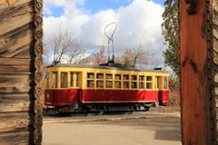 Tram des alten Modells Saratow, Russland stockfoto Tram des alten Modells Saratow, Russland stockfoto