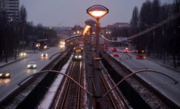 Tram line in the city stock photo Tram line in the city stock photo