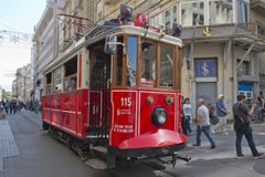 Tram in Taksim, Istanbul, Turkey stock image Tram in Taksim, Istanbul, Turkey stock image