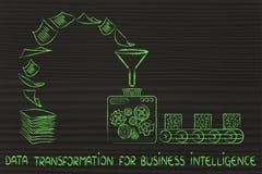 Transformación de los datos para la inteligencia empresarial: máquinas de la fábrica stock de ilustración Transformación de los datos para la inteligencia empresarial: máquinas de la fábrica stock de ilustración
